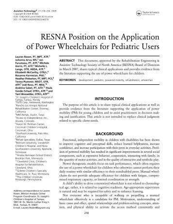 RESNA Position on the Application of Power Wheelchairs ... - Permobil