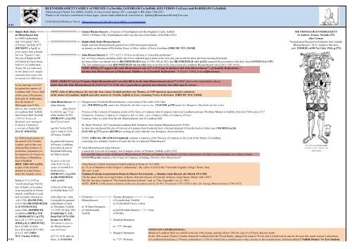 Norfolk, Suffolk & Fermanagh - Blennerhassett Family Tree