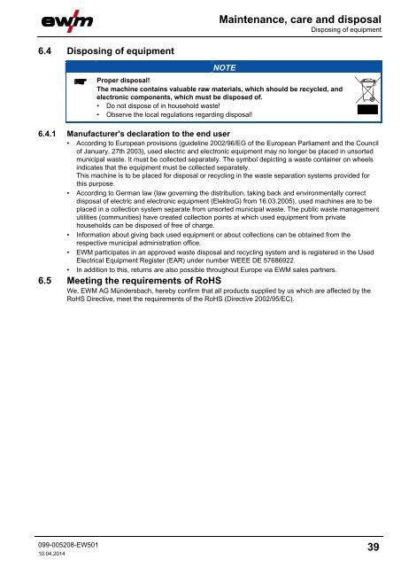 Operating instructions - EWM Hightec Welding GmbH