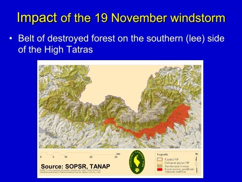 Downslope windstorm in High Tatras, 19 November 2004