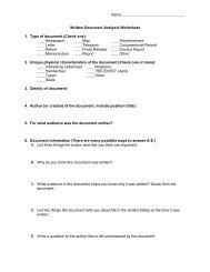 Primary Source Analysis Worksheets