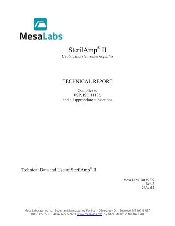 Technical Report: SterilAmpII - Mesa Labs