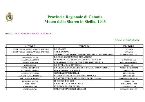 Sezione Storica sbarco - Provincia Regionale di Catania