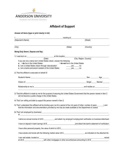 Affidavit of Support [PDF]