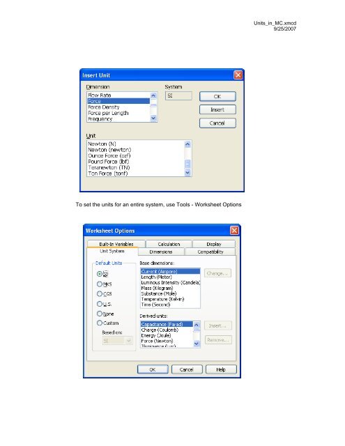 Units in Mathcad