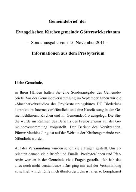Sondergemeindebrief - PDF