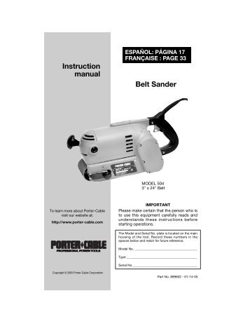 Instruction manual Belt Sander