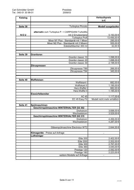 Preisliste 2008-03 ab 15.3.08 - Carl Schrödter GmbH