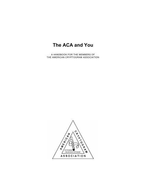 The ACA and You - American Cryptogram Association