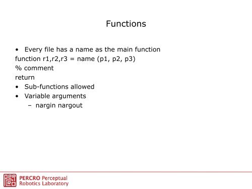 Elements of MATLAB and Simulink - Lecture 1 - Percro
