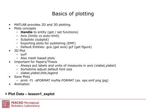 Elements of MATLAB and Simulink - Lecture 1 - Percro