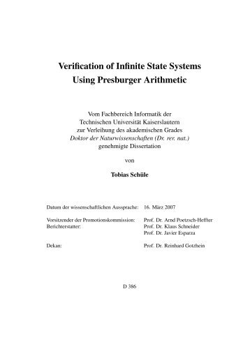 Verification of Infinite State Systems Using Presburger Arithmetic