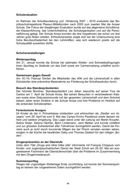 Verzeichnis der Gemeindebehörden 2008 - Arosa
