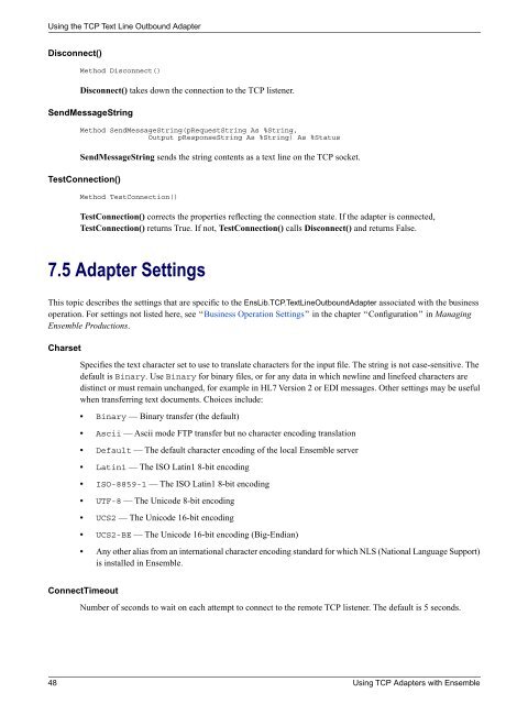 Using TCP Adapters with Ensemble - InterSystems Documentation