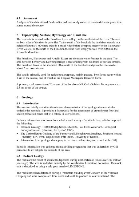 Kilworth Water Supply Scheme - Geological Survey of Ireland