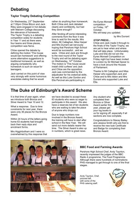 newsletter - Pershore High School