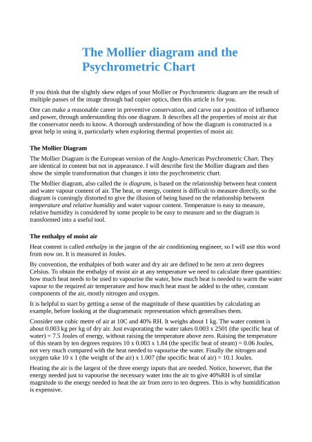 The Mollier diagram and the Psychrometric Chart - Conservation ...