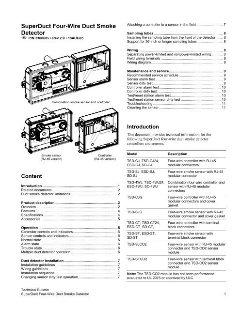 SuperDuct Four-Wire Duct Smoke Detector - UTCFS Global Security ...