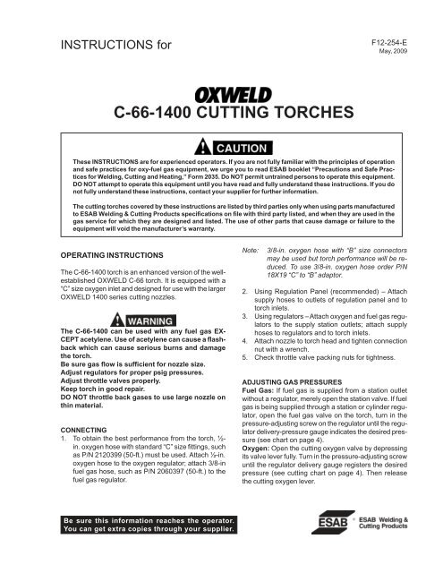 C-66-1400 CUTTING TORCHES