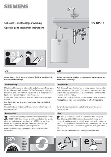 Für den Benutzer For the user - SaniTec Produkthandel GmbH