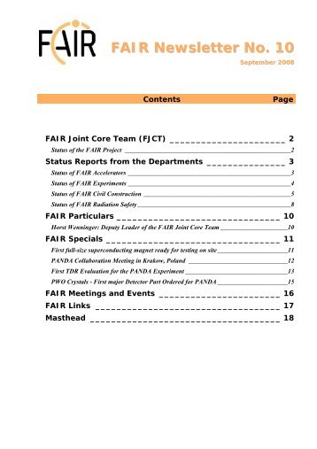 FAIR Newsletter No. 10 - Facility for Antiproton and Ion Research