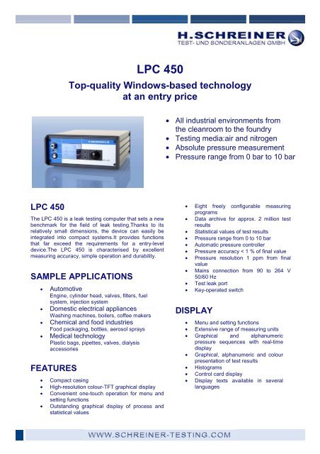 LPC 450 - H.Schreiner Test