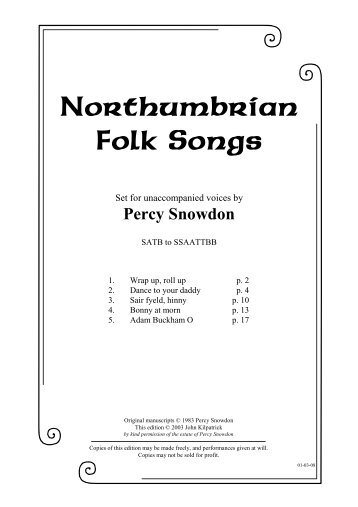 Northumbrian Folk Songs - John Kilpatrick's Home Page