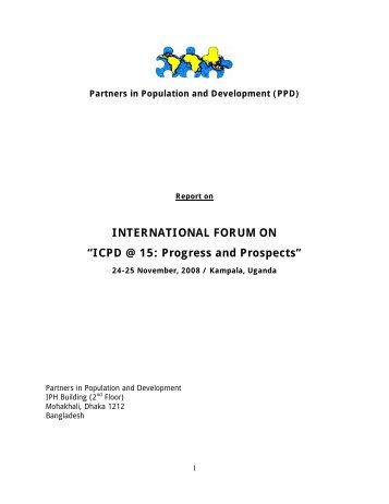 INTERNATIONAL FORUM ON âICPD @ 15: Progress and Prospects ...