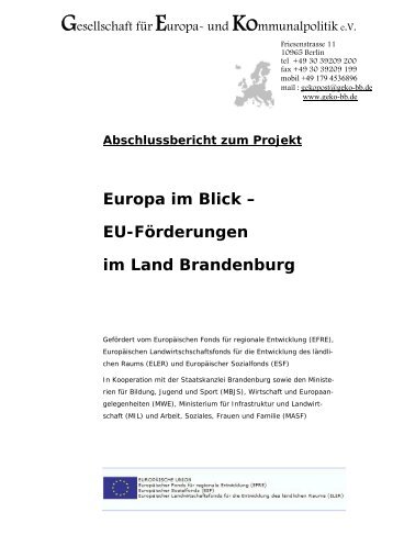Europa im Blick â€“ EU-FÃ¶rderungen im Land Brandenburg - geko