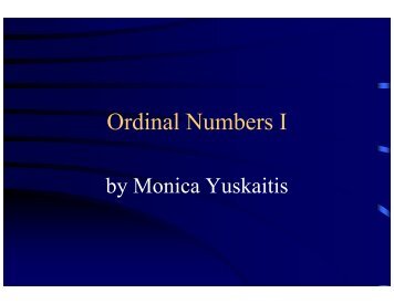 Ordinal Numbers I