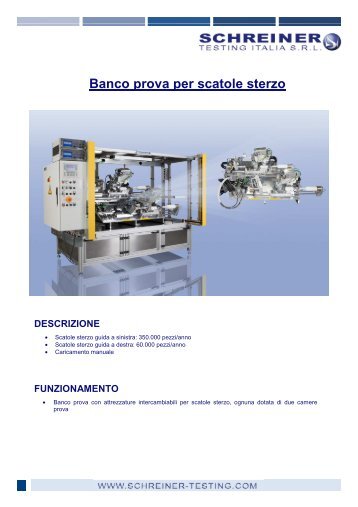 Banco prova per scatole sterzo DESCRIZIONE - H.Schreiner Test