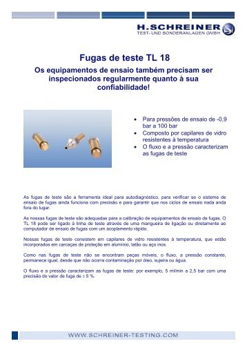 Fugas de teste TL 18 - H.Schreiner Test