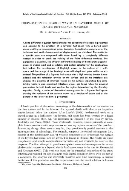 PROPAGATION OF ELASTIC WAVES IN LAYERED MEDIA BY ...