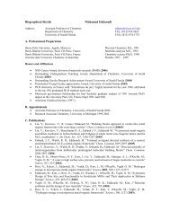 Curriculum Vitae - Chemistry - University of South Florida