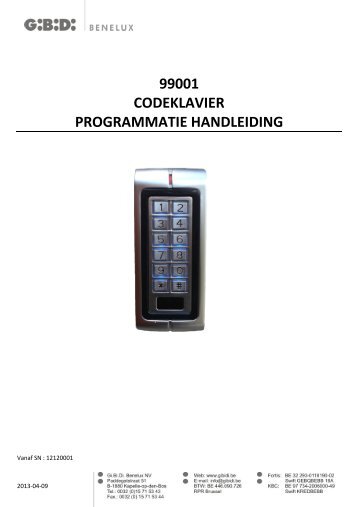 99001 - Codeklavier, kaartlezer, anti-vandalisme, opbouw, IP68, 1 ...
