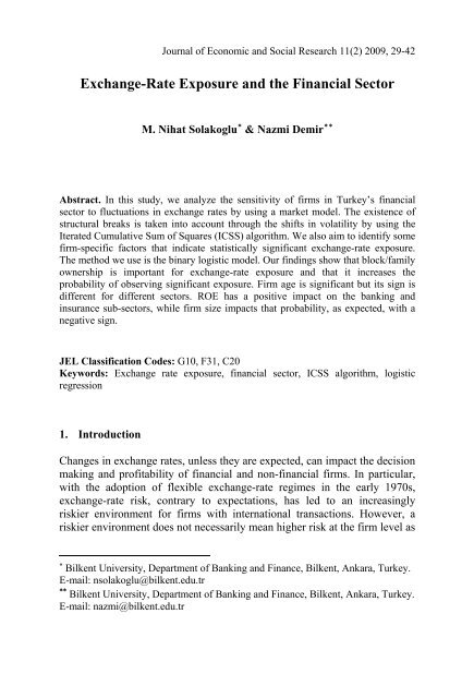 Exchange-Rate Exposure and the Financial Sector - Journal of ...