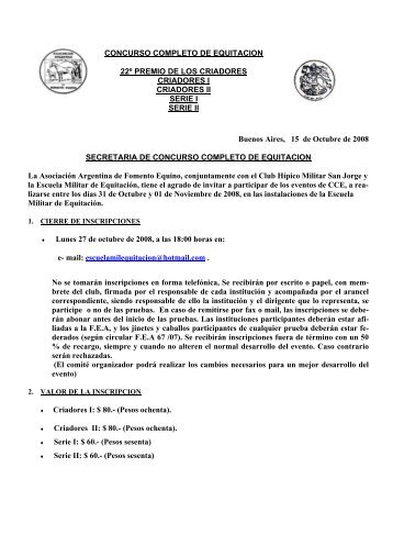 Anteprograma Completo - Asociación Argentina de Fomento Equino