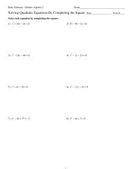 Quadratic Equations By Completing the Square - Eastchester High ...