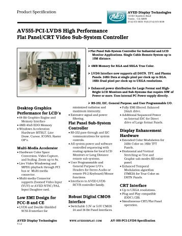 AV555-PCI-LVDS High Performance Flat Panel/CRT ... - OoCities