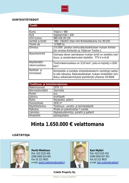 myydään tuotanto- / varastotilaa ylöjärveltä - Toimitilat.fi