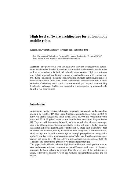 High level software architecture for autonomous mobile robot