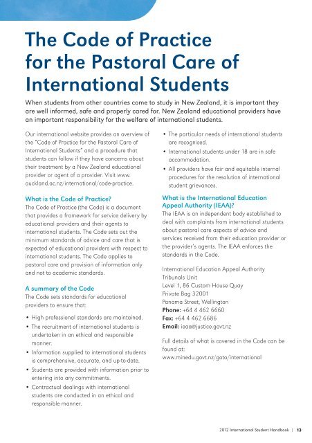 Student Handbook - To Parent Directory - The University of Auckland