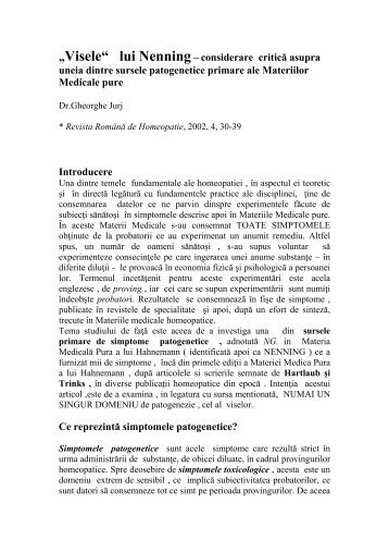 âViseleâ lui Nenning - Dr. Gheorghe Jurj - Homeopatie