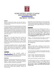 GLEBE DISTRICT HOCKEY CLUB INC