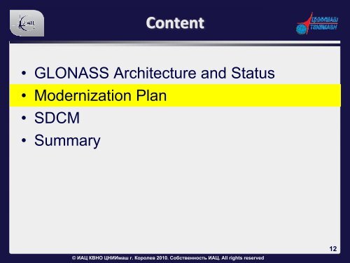 GLONASS Status and Progress - US Coast Guard Navigation Center