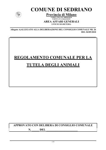 Tutela animali - Comune di Sedriano
