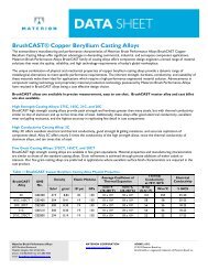 BrushCASTÂ® Copper Beryllium Casting Alloys - Materion