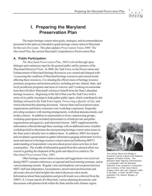 The Maryland Preservation Plan - 2005 - Maryland Historical Trust