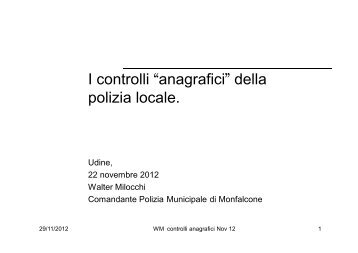 I controlli âanagraficiâ della polizia locale. - Sistema delle autonomie ...