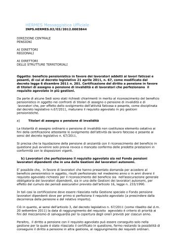 Messaggio INPS n. 3844 del 02-03-2012. Beneficio ... - UIL Basilicata